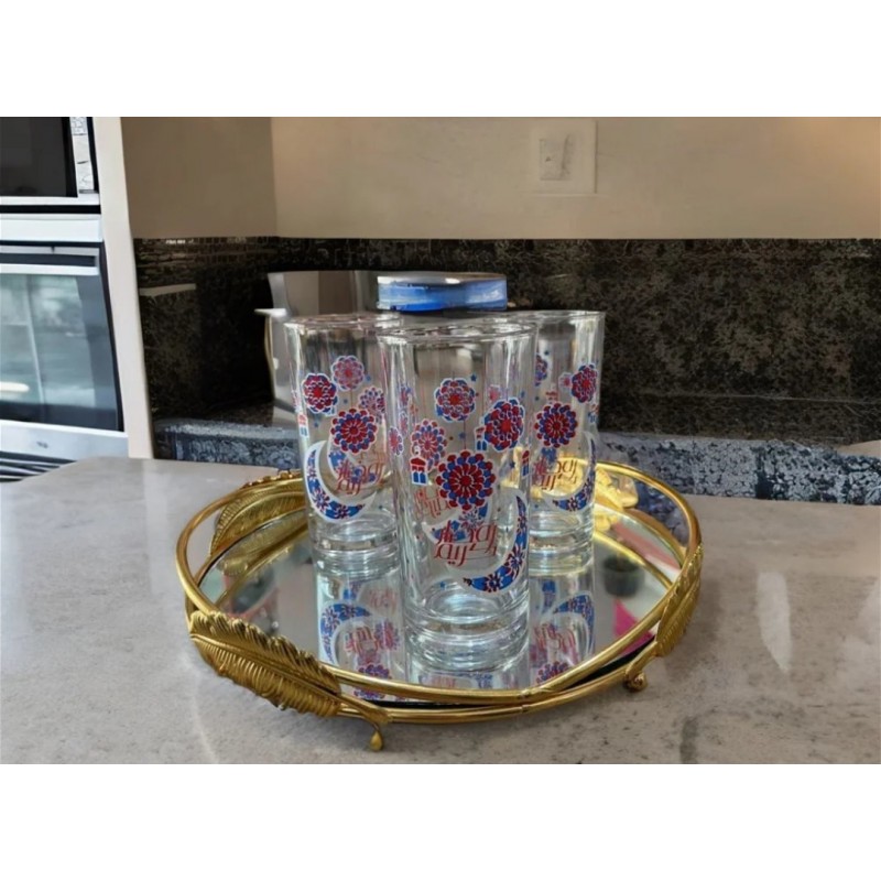 ⁦طقم 6 كاسات رمضان ماء / عصير لون أحمر و أزرق⁩ - الصورة ⁦1⁩