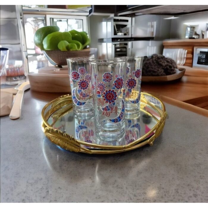 ⁦طقم 6 كاسات رمضان ماء / عصير لون أحمر و أزرق⁩ - الصورة ⁦2⁩