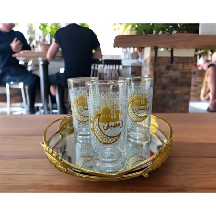 10318201_67db69df2abc5 طقم 6 كاسات رمضان ماء / عصير لون ذهبي - الصورة 1