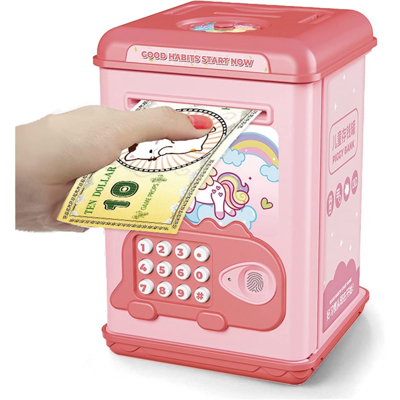 ⁦حصالة الكترونية مع بصمة لون زهري وأزرق⁩ - الصورة ⁦1⁩