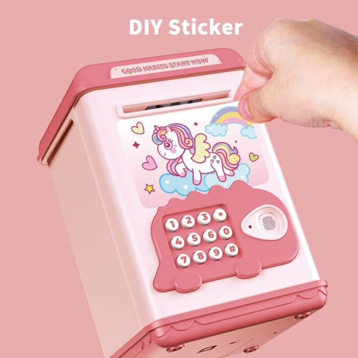 ⁦حصالة الكترونية مع بصمة لون زهري وأزرق⁩ - الصورة ⁦4⁩