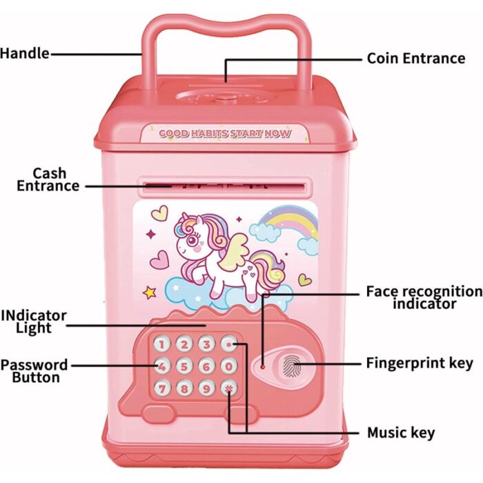 ⁦حصالة الكترونية مع بصمة لون زهري وأزرق⁩ - الصورة ⁦6⁩