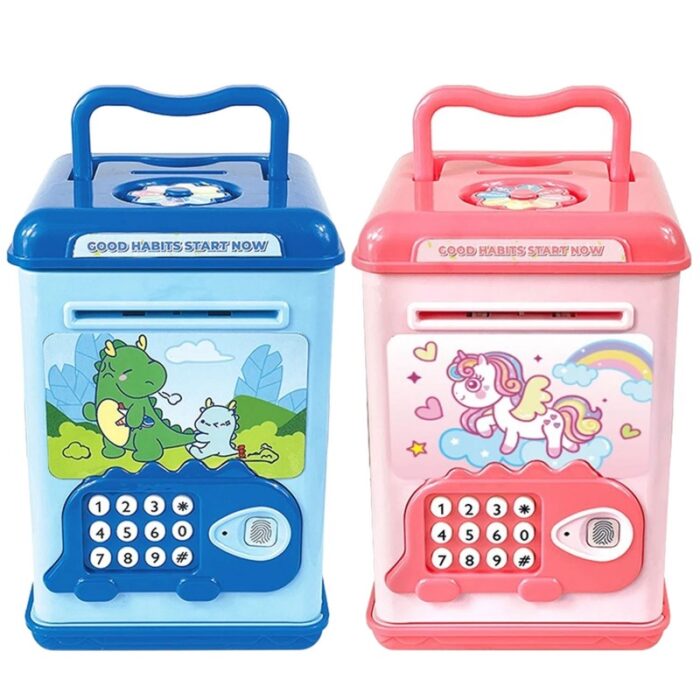 ⁦حصالة الكترونية مع بصمة لون زهري وأزرق⁩ - الصورة ⁦10⁩