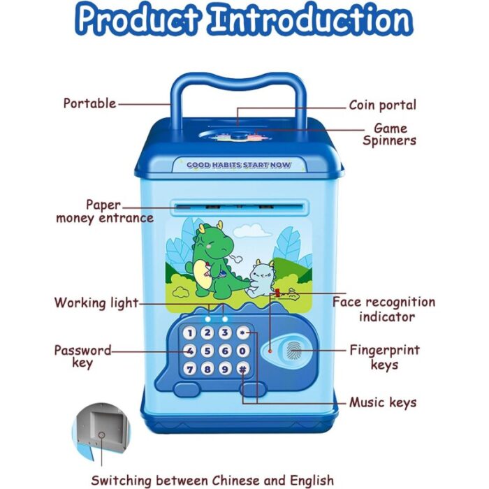 ⁦حصالة الكترونية مع بصمة لون زهري وأزرق⁩ - الصورة ⁦11⁩