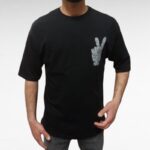 ⁦T-SHIRT تيشيرت اوفر سايز شبابي لون اسود⁩ - الصورة ⁦2⁩