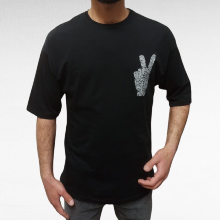 ⁦T-SHIRT تيشيرت اوفر سايز شبابي لون اسود⁩ - الصورة ⁦2⁩