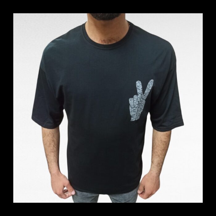 ⁦T-SHIRT تيشيرت اوفر سايز شبابي لون اسود⁩ - الصورة ⁦3⁩