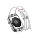 حزام لساعة Apple Watch لون أبيض + زهري , يناسب احجام الساعات 38/44mm