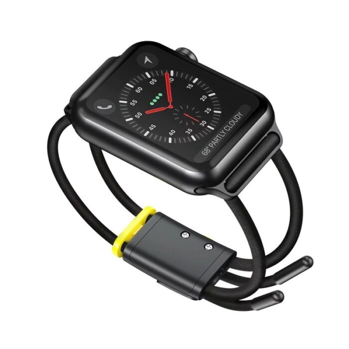 ⁦حزام لساعة Apple Watch لون رمادي مع أصفر, يناسب احجام الساعات 42/44mm⁩ - الصورة ⁦2⁩