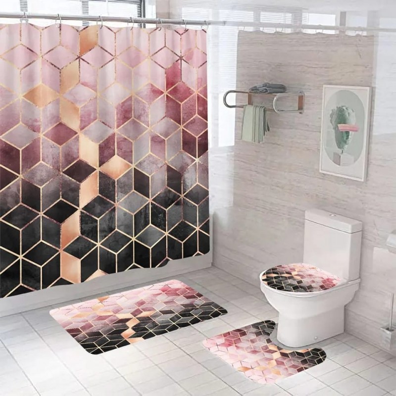 ⁦طقم حمام 4 قطع زهري⁩ - الصورة ⁦1⁩