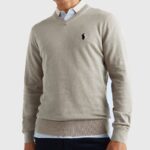 بلوزة شبابية من بولو رالف لورين صوف ناعم DMC قبة سبعة لون بيج