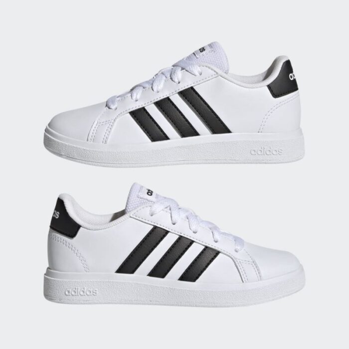 ⁦adidas Kids' Lifestyle Grand Court 2.0 Shoes- حذاء اديداس جراند كورت 2.0 للجنسين لون أبيض⁩ - الصورة ⁦1⁩
