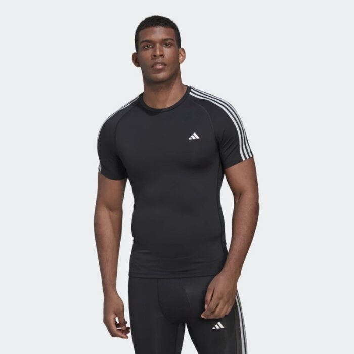 10319674_67db6f2aec23d adidas TECHFIT 3-STRIPES TRAINING TEE تيشريت شبابي سبورت لون أسود - الصورة 1