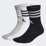 adidas 3-Stripes Cushioned Crew Socks (3 Pairs) - جوارب اديداس (3 أزواج) للجنسين لون أسود/رمادي/أبيض