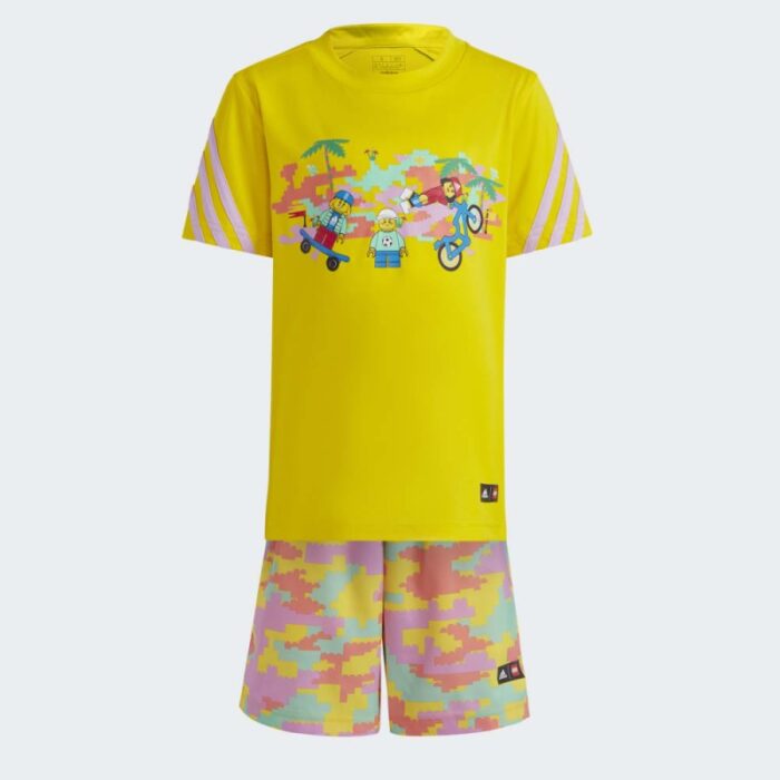 ⁦adidas X LEGO PLAY TEE-AND-SHORTS SET طقم شورت وتيشيرت للاطفال لون اصفر⁩ - الصورة ⁦2⁩