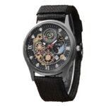 ساعة يد مسننات ملونة للجنسين حزام قماش لون أسود