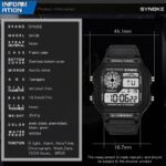 ⁦Men's Sport Waterproof Retro Digital Watch  - ساعة يد رقمية بثلاث شاشات جلد مطاط لون أسود⁩ - الصورة ⁦3⁩