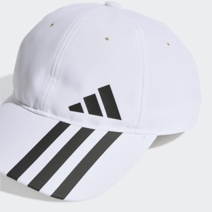 ⁦adidas Unisex 3-Stripes AEROREADY Baseball Cap  - طاقية اديداس تصميم ثلاث خطوط ايروريدي بيسبول للجنسين لون أبيض⁩ - الصورة ⁦3⁩