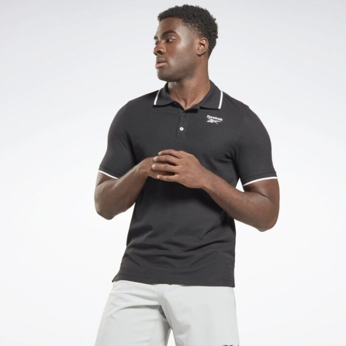 ⁦Reebok Small Vector Polo Shirt بلوزة بولو اسود من ريبوك للرجال⁩ - الصورة ⁦2⁩