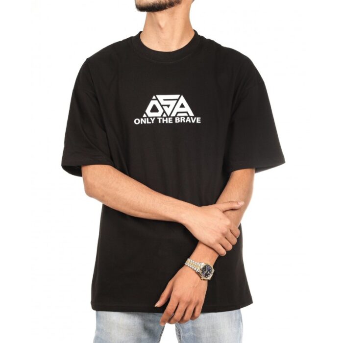 ⁦تيشيريت شبابي اوفر سايز قطن لون اسود من OSA⁩ - الصورة ⁦4⁩