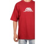 ⁦تيشيريت شبابي اوفر سايز قطن لون احمر من OSA⁩ - الصورة ⁦4⁩