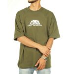 ⁦تيشيريت شبابي اوفر سايز قطن لون زيتي من OSA⁩ - الصورة ⁦2⁩