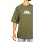 ⁦تيشيريت شبابي اوفر سايز قطن لون زيتي من OSA⁩ - الصورة ⁦3⁩