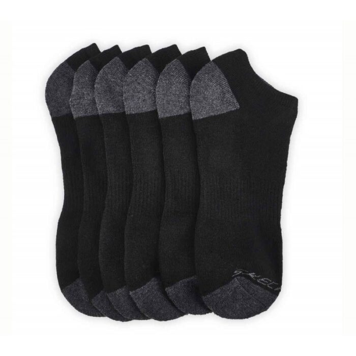 ⁦جوارب سكيتشرز نو شو (6 أزواج) حجم 41-46  للجنسين لون أسود Skechers Unisex No Show Full Terry 6pk Socks⁩ - الصورة ⁦2⁩