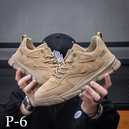 حذاء كاجوال رياضي جلد لون بني