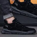 حذاء كاجوال رياضي جلد لون أسود