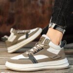 ⁦حذاء كاجوال رياضي جلد لون بني وأبيض⁩ - الصورة ⁦2⁩