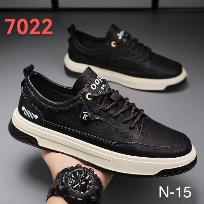 10320334_67db71e86e242 حذاء كاجوال رياضي جلد لون أسود - الصورة 1