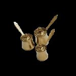 طقم ثلاث بكارج قهوة ثقيلة ذهبي مع غطاء