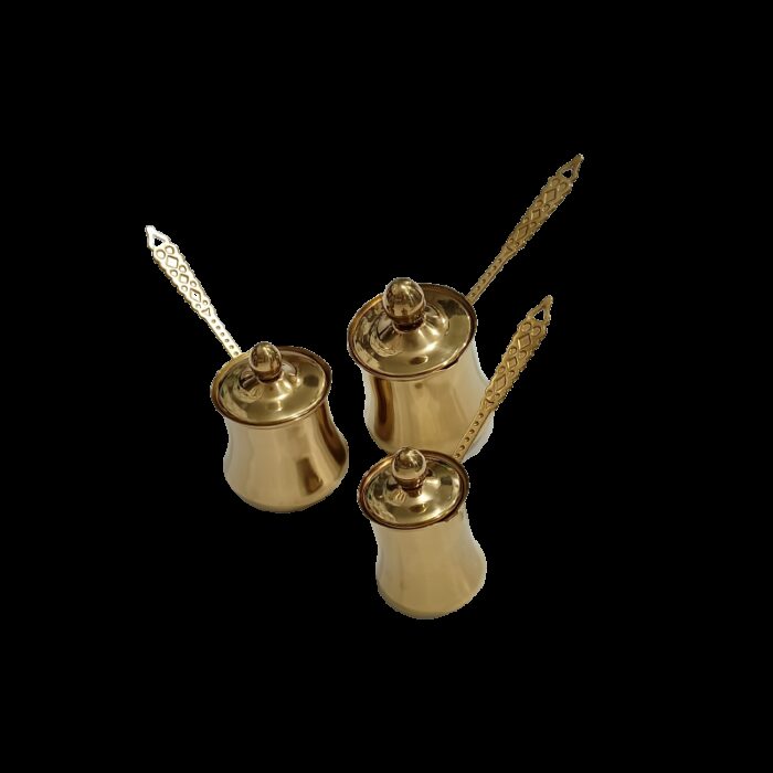 10320772_67db736bae3f3 طقم ثلاث بكارج قهوة ثقيلة ذهبي مع غطاء - الصورة 1