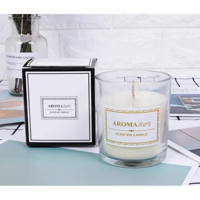 ⁦Aroma Art شمع كاس زجاجي مع علبة⁩ - الصورة ⁦3⁩