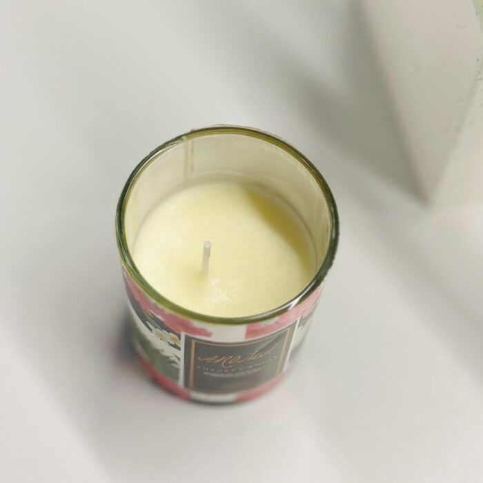 ⁦شمع بعلبة زجاج .. رسمة فراشات /ورد /فلامنجو⁩ - الصورة ⁦12⁩