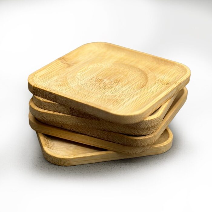 ⁦طقم كوستر خشب 6قطع مربع⁩ - الصورة ⁦3⁩