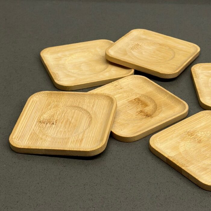 ⁦طقم كوستر خشب 6قطع مربع⁩ - الصورة ⁦5⁩