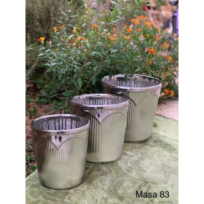 10321506_67db7570b7449 قوار زراعة اسمنت حجم كبير طقم عدد 3 قطع بأحجام مختلفة لون سلفر أقواس - الصورة 1