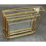 طقم 3صواني ذهبي قاعدة مرايا.. للديكور والتقديم