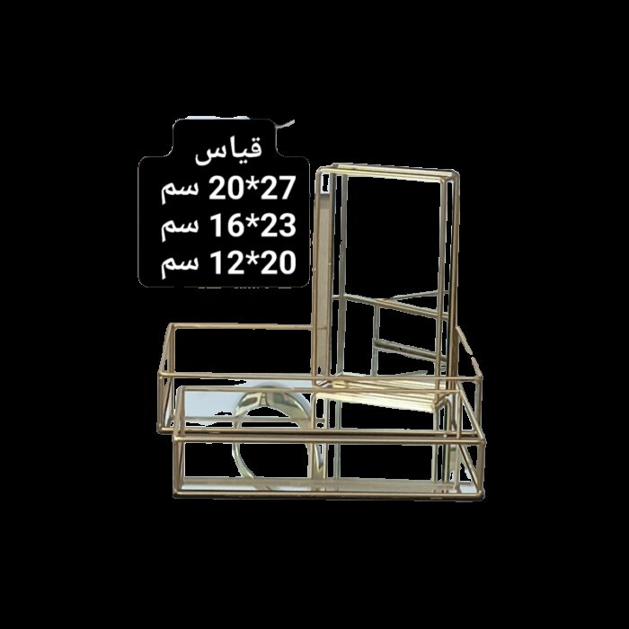⁦طقم 3صواني ذهبي قاعدة مرايا.. للديكور والتقديم⁩ - الصورة ⁦4⁩