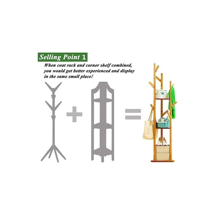 ⁦علاقة ملابس خشب 40*40*172 سم 0709⁩ - الصورة ⁦5⁩