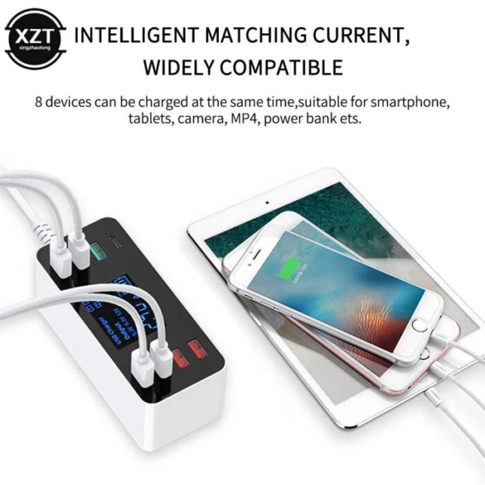 ⁦شاحن يحتوي على 6 مخارج شحن عادي و مخرج شحن سريع و مخرج PD⁩ - الصورة ⁦2⁩