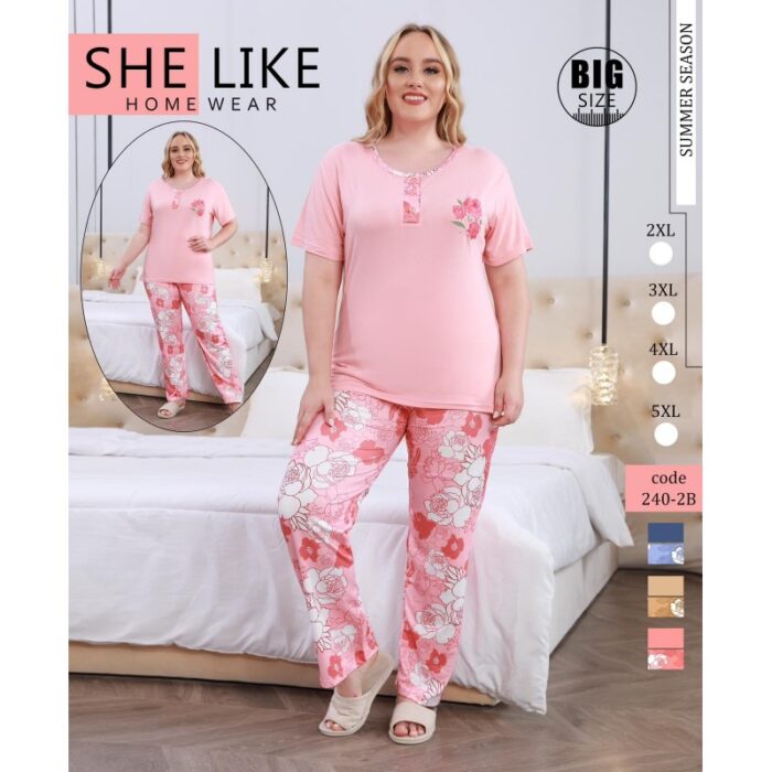 10322259_67db78132b467 بيجامة ستاتي قطعتين Big Size من She Like - الصورة 1