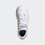 ⁦adidas Unisex Advantage K Lifestyle Court Lace Shoes - White- حذاء اديداس أدفانتدج  كيه لايف ستايل كورت للجنسين لون أبيض⁩ - الصورة ⁦2⁩