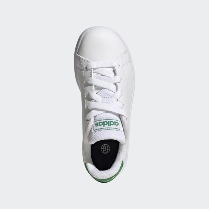 ⁦adidas Unisex Advantage K Lifestyle Court Lace Shoes - White- حذاء اديداس أدفانتدج  كيه لايف ستايل كورت للجنسين لون أبيض⁩ - الصورة ⁦2⁩