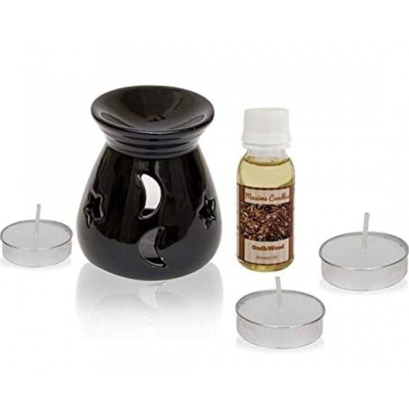 ⁦مبخرة صغيرة بورسلان اسود نجمة وهلال⁩ - الصورة ⁦1⁩