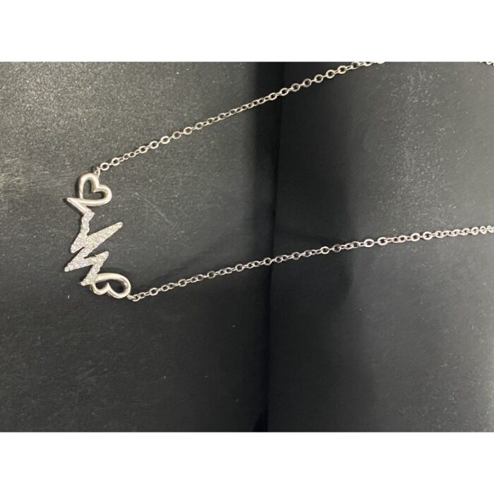 ⁦سنسال فضة نبض مع قلبين عيار925⁩ - الصورة ⁦2⁩