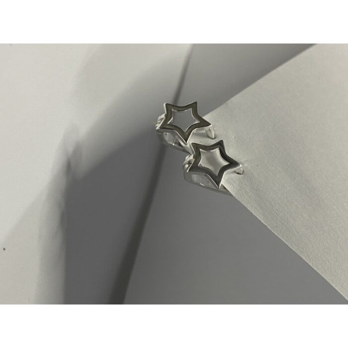⁦حلق فضة دبلة نجمة عيار 925⁩ - الصورة ⁦4⁩