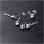 حلق فضة خرزة دائرة صغير عيار 925